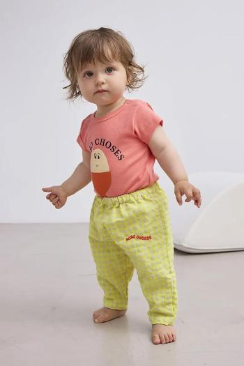 Nohavice pre bábätká Bobo Choses žltá farba, jednofarebné, 125AB061