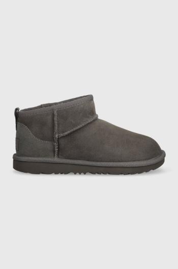 Detské semišové snehule UGG KIDS CLASSIC ULTRA MINI šedá farba