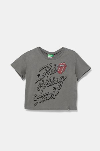 Detské bavlnené tričko United Colors of Benetton šedá farba, 3I1XC10NW
