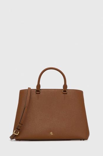 Kožená kabelka Lauren Ralph Lauren hnedá farba,431898556