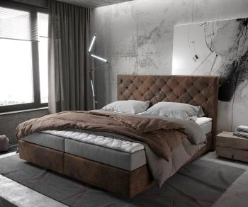 Boxspringová posteľ Dream-Great 180x200 cm hnedá vintage s matracom