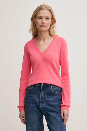 Bavlnený sveter United Colors of Benetton ružová farba, tenký, 1091D4625
