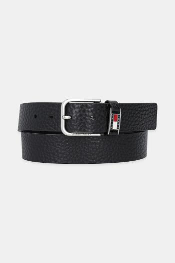 Kožený opasok Tommy Jeans čierna farba, AM0AM13417