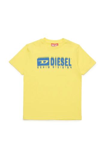 Detské bavlnené tričko Diesel TDIEGORL6 T-SHIRT žltá farba, s potlačou, J02033