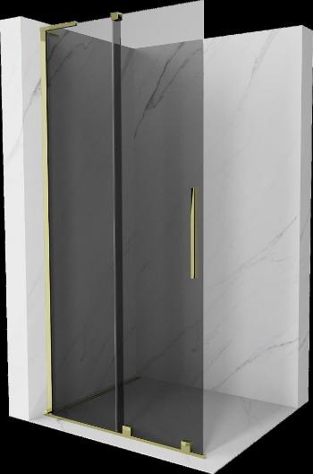 MEXEN/S Velar L Sprchová zástěna posuvná Walk-in 110 x 200, grafit 8 mm, zlato 871-110-003-43-50