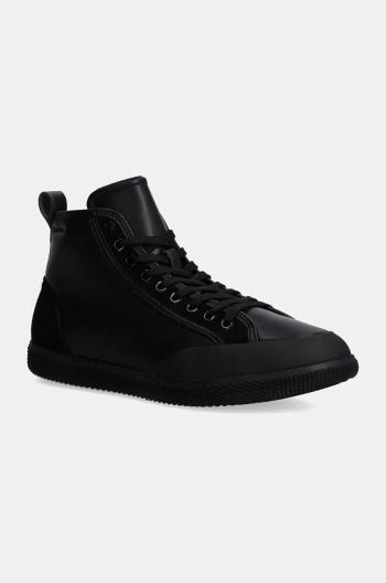 Kožené tenisky Calvin Klein HIGH TOP LACE UP čierna farba, HM0HM01586