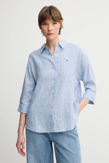 Ľanová košeľa Tommy Hilfiger voľný strih, s klasickým golierom, WW0WW46169
