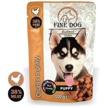 FINE DOG kapsička PUPPY KURACIE v omáčke 22× 100 g (8595657302956)
