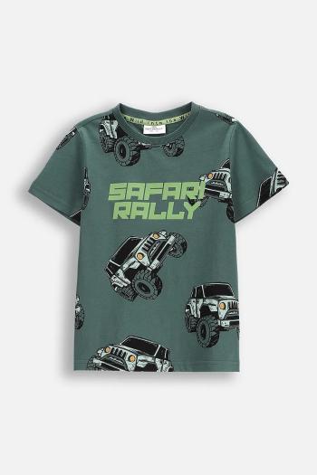 Bavlnené tričko Coccodrillo zelená farba, vzorované, WILD SAFARI BOY KIDS