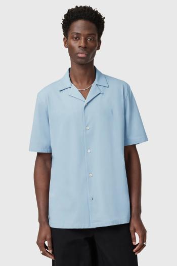 Bavlnená košeľa AllSaints HUDSON pánska, voľný strih, M081SA