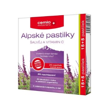 Cemio Alpské pastilky Šalvia a vitamín C 15+5 pastiliek