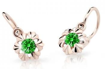 Cutie Jewellery Detské náušnice z ružového zlata C2213-10-X-4 zelená