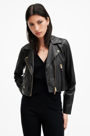 Kožená bunda AllSaints ELORA dámska, čierna farba, prechodná, W088LB