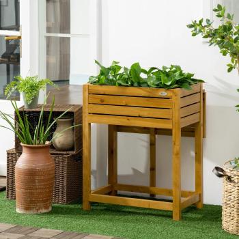Outsunny Vyvýšený záhon se sklopnou deskou, dřevěný