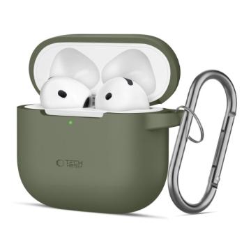 Tech-Protect Silicone Hook puzdro na Apple AirPods 4, tmavozelené