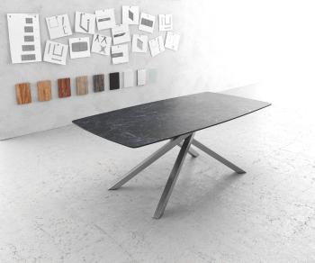 Jedálenský stôl Hrana zaoblená 200x100cm Laminam® keramická sivá