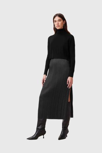 Šaty a sveter AllSaints VITTORIA čierna farba, midi, rovný strih, W030DC