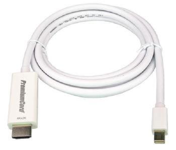 PremiumCord mini DisplayPort 1.2 na HDMI 2.0 kábel pre rozlíšenie 4Kx2K@60Hz, 1m