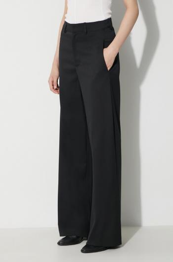Nohavice s prímesou vlny MM6 Maison Margiela Pants čierna farba, rovné, vysoký pás, S62KB0178