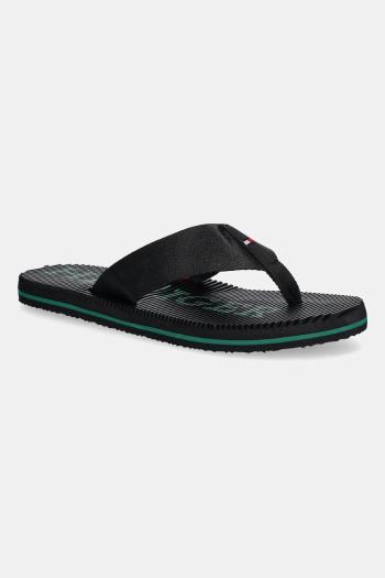 Šľapky Tommy Hilfiger MASSAGE HILFIGER BEACH SANDAL pánske, čierna farba, FM0FM05443