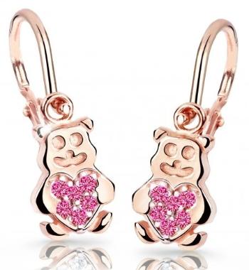 Cutie Jewellery Detské náušnice z ružového zlata Medvedíky C2751-10-X-4 fuchsiová