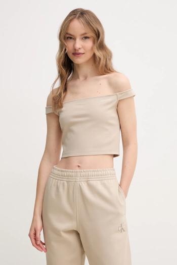 Top Calvin Klein Jeans hnedá farba, J20J225542
