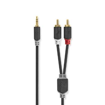 NEDIS ND-CABW22200AT20 STEREO AUDIO KABEL, 3,5MM, KONEKTOR, 2X RCA KONEKTOR, POZLATENY, 2M