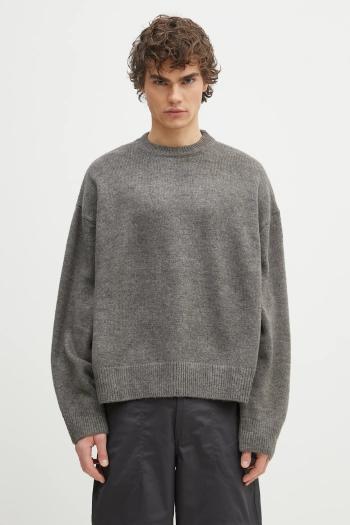 Sveter s prímesou vlny MKI MIYUKI ZOKU Mohair Blend Knit Crew pánsky, šedá farba, MOHAIR.BLEND.KNIT.CR.BR
