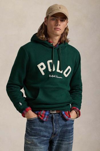 Mikina Polo Ralph Lauren pánska, zelená farba, s kapucňou, s potlačou, 710952040