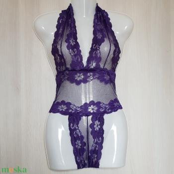 S-es méretű, lila színű szexi, csipkés body - S