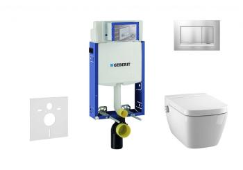 GEBERIT - Kombifix Modul na závesné WC s tlačidlom Sigma30, matný chróm/chróm + Tece One - sprchovacia toaleta a doska, Rimless, SoftClose 110.302.00.5 NT7