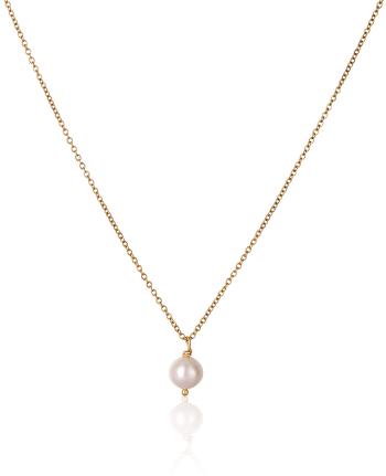 JwL Luxury Pearls Krásny pozlátený náhrdelník s pravou bielou perlou JL0679