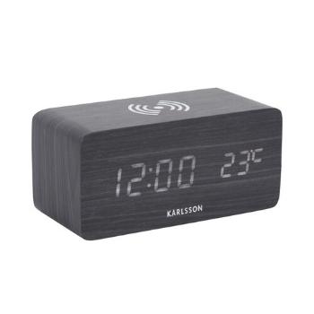 Karlsson 5933BK LED-es ébresztőóra/óra töltéssel 15 cm , fekete, fekete