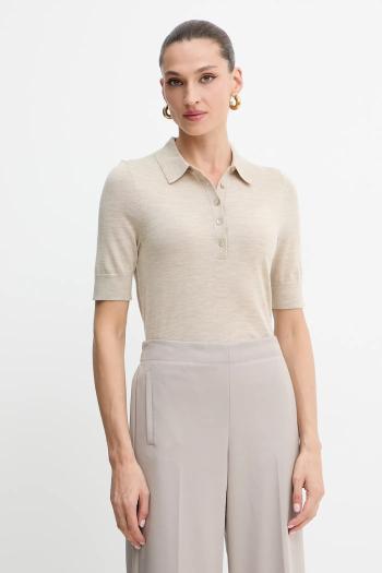 Vlnené polo BOSS béžová farba, 50545015