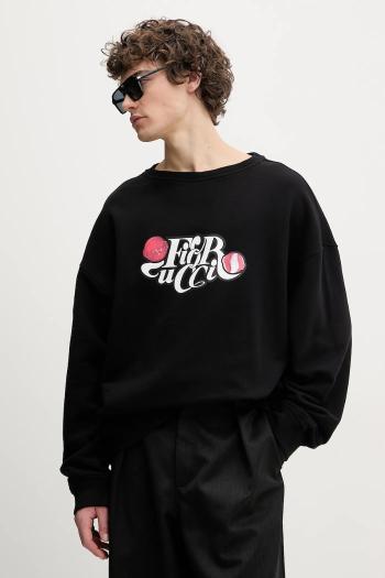Bavlnená mikina Fiorucci Curly Lollipop Logo Relaxed Fit Sweatshirt pánska, čierna farba, s potlačou, U02SPSCR188CJ05BK02