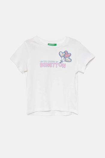 Detské bavlnené tričko United Colors of Benetton biela farba, 3I1XG10JB