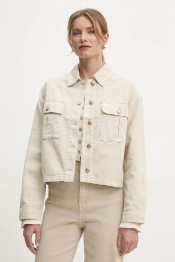 Rifľová bunda Answear.LAB béžová farba, prechodná, oversize