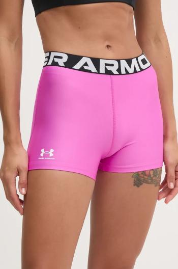 Tréningové šortky Under Armour Authentics fialová farba, s potlačou, stredne vysoký pás