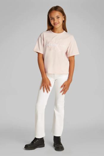 Detské bavlnené tričko Calvin Klein Jeans ružová farba, IG0IG02861