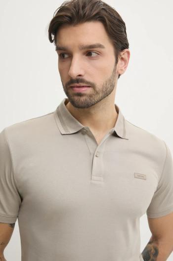 Bavlnené polo tričko Calvin Klein béžová farba, jednofarebné, K10K113833