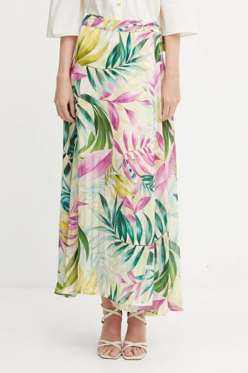 Sukňa Guess NEW ROMANA žltá farba, maxi, áčkový strih, W5GD66 WH9Z2