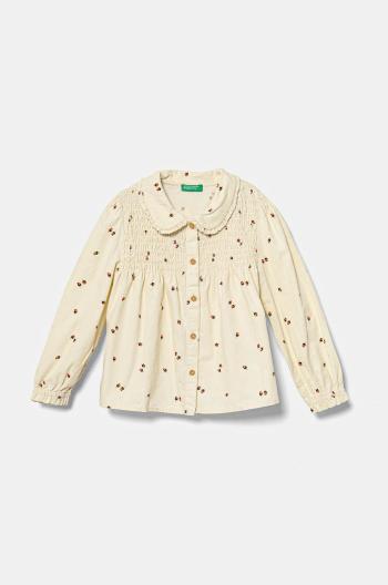 Detská manšestrová košeľa United Colors of Benetton béžová farba, 50CYGQ02A