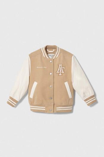 Detská bunda bomber Abercrombie & Fitch béžová farba