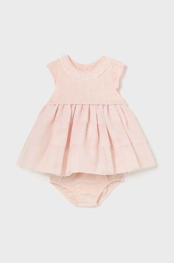 Šaty pre bábätká Mayoral Newborn béžová farba, mini, áčkový strih