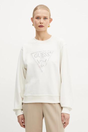 Mikina Guess dámska, béžová farba, s nášivkou, W5RQ09 K8802