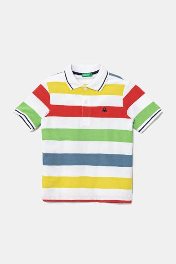 Detská bavlnená polokošeľa United Colors of Benetton biela farba, vzorovaný, 39QAC301T