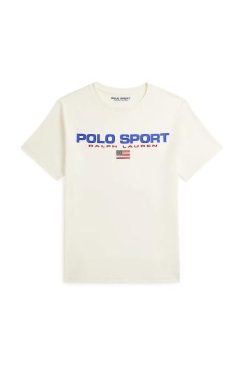 Detské bavlnené tričko Polo Ralph Lauren béžová farba, s potlačou, 323837629010
