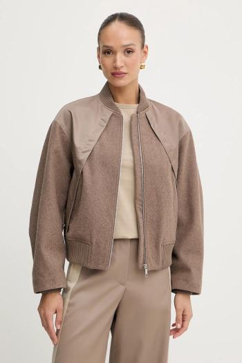 Bunda bomber s prímesou vlny BOSS béžová farba, prechodná, 50543411