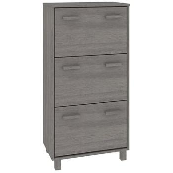 Skrinka na topánky svetlo sivá 59,5 × 35 × 117 cm masívne borovicové drevo, 340515