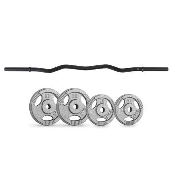 Capital Sports Curlbar-set, činkové kotúče, 15 kg, 4 závažia, čierne